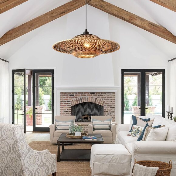 Natural Woven Pendant Light Fixture - Picture 3 of 10